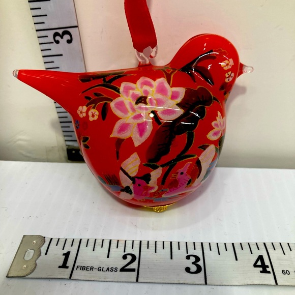 Bird ornament hand painted glass - Picture 1 of 8